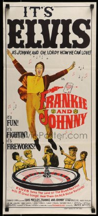 8g886 FRANKIE & JOHNNY Aust daybill 1966 Elvis Presley turns the land of the blues red hot!