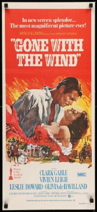 8g901 GONE WITH THE WIND Aust daybill R1970s Clark Gable, Vivien Leigh, all-time classic!