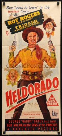 8g910 HELDORADO Aust daybill 1946 western cowboy Roy Rogers with Dale Evans & Gabby Hayes!