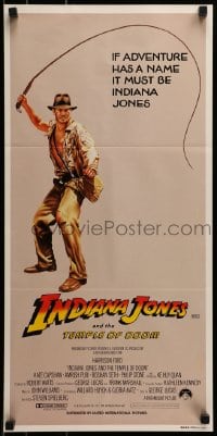 8g916 INDIANA JONES & THE TEMPLE OF DOOM Aust daybill 1984 adventurer Harrison Ford cracking whip!