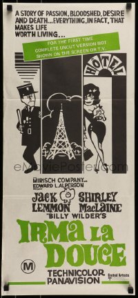 8g918 IRMA LA DOUCE Aust daybill R1970s Billy Wilder, wacky Jack Lemmon, Shirley MacLaine!