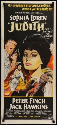 8g921 JUDITH Aust daybill 1966 Daniel Mann directed, artwork of sexy Sophia Loren & Peter Finch!