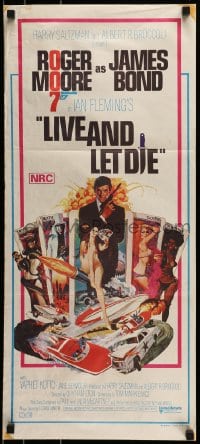 8g931 LIVE & LET DIE Aust daybill 1973 McGinnis art of Moore as James Bond & sexy tarot cards!