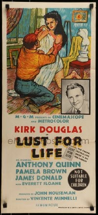 8g938 LUST FOR LIFE Aust daybill 1956 wonderful artwork of Kirk Douglas as artist Vincent Van Gogh!