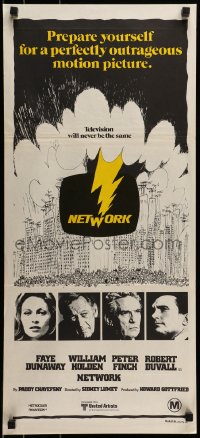 8g946 NETWORK Aust daybill 1976 written by Paddy Cheyefsky, William Holden, Sidney Lumet classic!