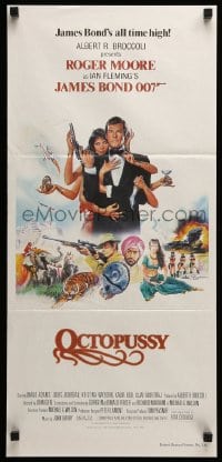 8g948 OCTOPUSSY Aust daybill 1983 art of Maud Adams & Roger Moore as James Bond by Daniel Goozee!