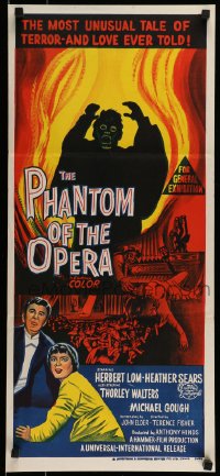 8g952 PHANTOM OF THE OPERA Aust daybill 1962 Hammer horror, Herbert Lom, different artwork!