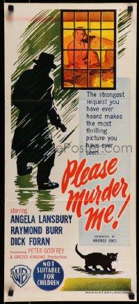 8g956 PLEASE MURDER ME Aust daybill 1956 Angela Lansbury & Raymond Burr, deadliest pact ever made!