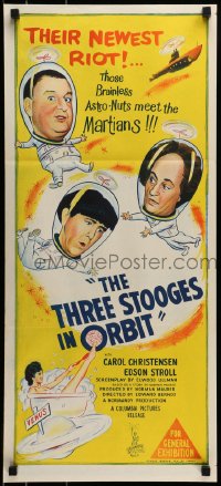 8g991 THREE STOOGES IN ORBIT Aust daybill 1962 astro-nuts Moe, Larry & Curly-Joe meet the Martians!