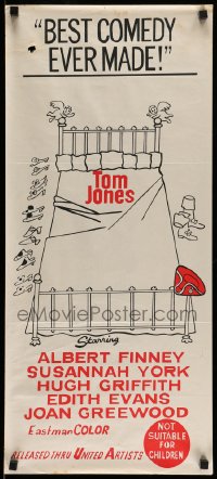 8g994 TOM JONES Aust daybill R1960s artwork of Albert Finney surrounded by five sexy women!