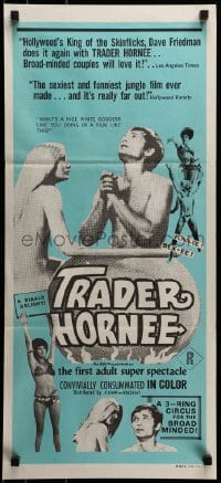 8g995 TRADER HORNEE Aust daybill 1970 the film that breaks the law of the jungle, sexiest artwork!