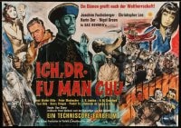 8g488 FACE OF FU MANCHU German 33x47 1965 art of Asian villain Christopher Lee, Rohmer by Litter