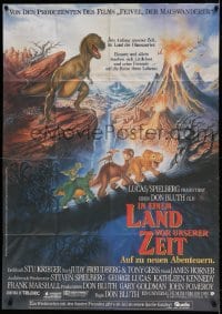 8g490 LAND BEFORE TIME German 33x47 1989 Steven Spielberg, George Lucas, Don Bluth, dinosaur cartoon!