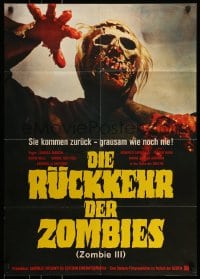 8g539 BURIAL GROUND German 1985 Le notti del terrore, gruesome image of zombie attacking!