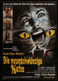 8g545 CAT O' NINE TAILS German 1971 Dario Argento's Il Gatto a Nove Code, wild horror art of cat!