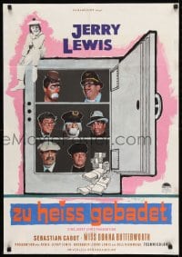 8g585 FAMILY JEWELS German 1965 Jerry Lewis is seven times nuttier in seven roles, wacky art!