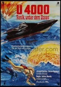 8g654 LATITUDE ZERO German R1972 cool underwater sci-fi art, sexy scuba diver!