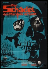 8g704 SKULL German 1966 Peter Cushing, Christopher Lee, Peltzer horror art of creepy skull!