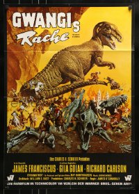 8g726 VALLEY OF GWANGI German 1969 Ray Harryhausen, great artwork of cowboys battling dinosaurs!