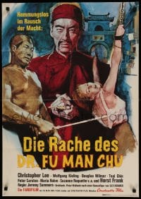 8g727 VENGEANCE OF FU MANCHU German 1967 cool art of Asian villain Christopher Lee!