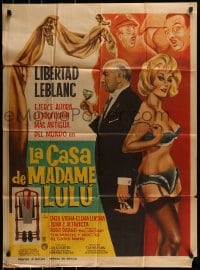 8g338 LA CASA DE MADAME LULU Mexican poster 1968 great at of sexy Libertad Leblanc barely dressed!