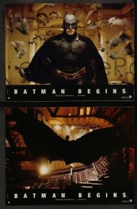 8g186 BATMAN BEGINS 8 French LCs 2005 great images of Christian Bale as the Caped Crusader!