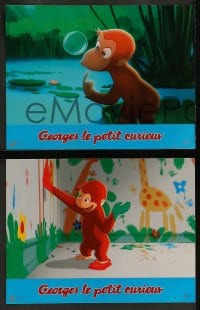 8g265 CURIOUS GEORGE 6 French LCs 2006 Will Ferrell & Drew Barrymore, art of monkey w/ binoculars!