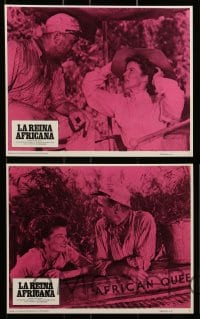 8h086 AFRICAN QUEEN 8 int'l Spanish language 8x10 mini LCs R1975 Bogart & Katharine Hepburn!