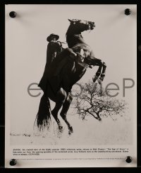 8h971 SIGN OF ZORRO 2 8x10 stills R1970s Disney, masked Guy Williams on rearing horse & w/sword!