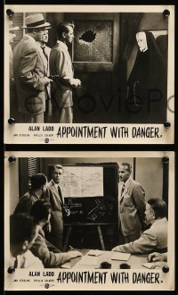 8h040 APPOINTMENT WITH DANGER 3 English FOH LCs 1951 Alan Ladd & sexy Phyllis Calvert, film noir!