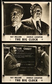 8h003 BIG CLOCK 7 English FOH LCs 1948 Ray Milland, Charles Laughton, George Macready, film noir!