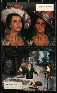 8h057 TWINS OF EVIL 8 color export English FOH LCs 1972 sexy Collinsons are the Twins of Dracula!