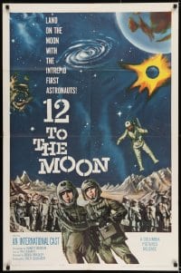 8j015 12 TO THE MOON 1sh 1960 land on the moon with the intrepid first astronauts, cool art!
