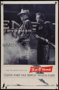 8j004 3:10 TO YUMA 1sh 1957 Glenn Ford, Van Heflin, Felicia Farr, from Elmore Leonard's story!