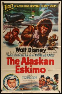 8j032 ALASKAN ESKIMO style A 1sh 1953 Walt Disney, art of arctic natives, People & Places series!