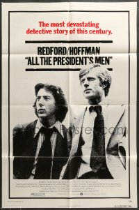 8j042 ALL THE PRESIDENT'S MEN 1sh 1976 Dustin Hoffman & Robert Redford as Woodward & Bernstein!