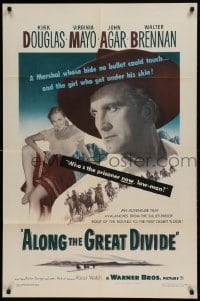 8j045 ALONG THE GREAT DIVIDE 1sh 1951 Kirk Douglas, Virginia Mayo, who's the prisoner now, law-man?