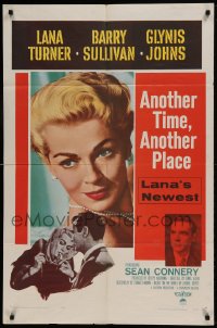 8j052 ANOTHER TIME ANOTHER PLACE 1sh 1958 sexy Lana Turner has an affair with young Sean Connery!