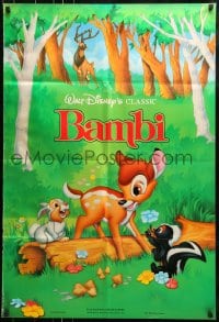 8j068 BAMBI heavy stock int'l 1sh R1990s Walt Disney cartoon deer classic, great art with Thumper & Flower!