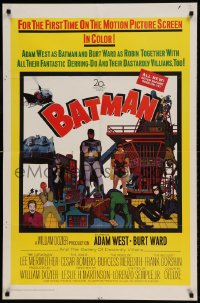 8j074 BATMAN 1sh 1966 Adam West & Burt Ward w/ villains Meriwether, Romero, Meredith & Gorshin!