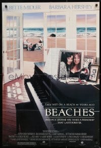 8j078 BEACHES 1sh 1988 great image of best friends Bette Midler & Barbara Hershey!