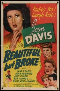 8j080 BEAUTIFUL BUT BROKE 1sh 1943 Joan Davis, Jane Frazee, John Hubbard!