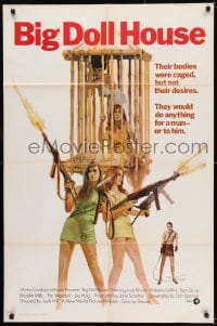 8j088 BIG DOLL HOUSE int'l 1sh 1971 artwork of Pam Grier whose body was caged, but not her desires!