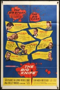 8j091 BIG KNIFE 1sh 1955 Robert Aldrich, Jack Palance, Ida Lupino, Shelley Winters, Rod Steiger