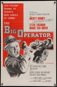 8j092 BIG OPERATOR 1sh 1959 art of angry Mickey Rooney, sexy Mamie Van Doren!