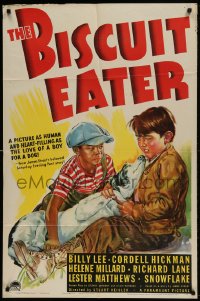 8j097 BISCUIT EATER style A 1sh 1940 art of Billy Lee & African American Cordell Hickman with dog!