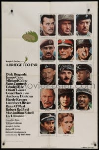 8j114 BRIDGE TOO FAR 1sh 1977 Michael Caine, Connery, cool art of hundreds of paratroopers!