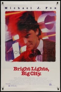 8j116 BRIGHT LIGHTS BIG CITY 1sh 1988 Michael J. Fox, Kiefer Sutherland, Phoebe Cates!