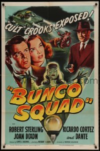 8j124 BUNCO SQUAD style A 1sh 1950 unmasking the phony spiritualist cult ring, great film noir art!