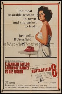 8j125 BUTTERFIELD 8 1sh 1960 call girl Elizabeth Taylor is the most desirable and easiest to find!